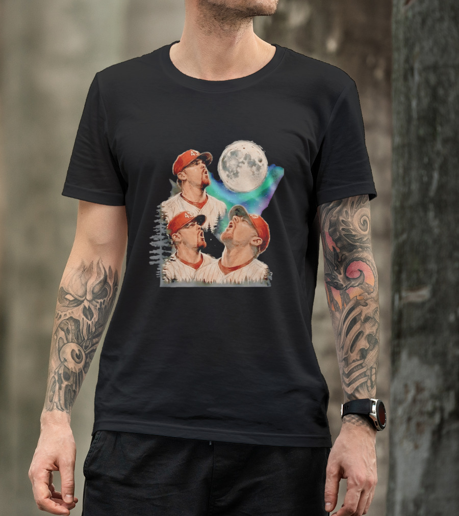 Baseball Player 43 Moon Howling Forest T-Shirt