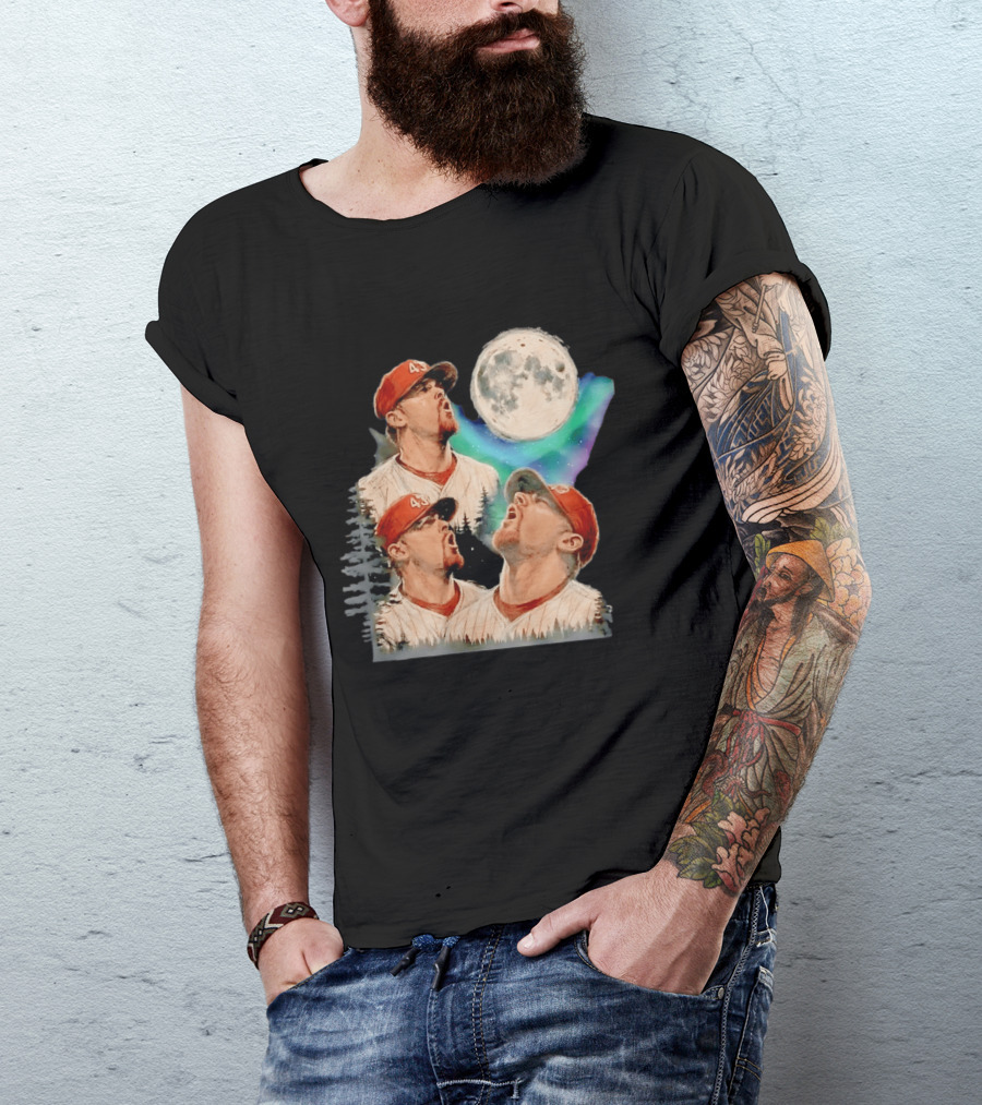 Baseball Player 43 Moon Howling Forest T-Shirt