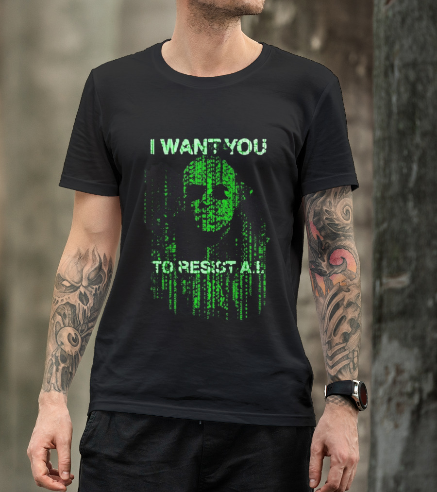 I Want You To Resist AI Matrix Skull T-Shirt