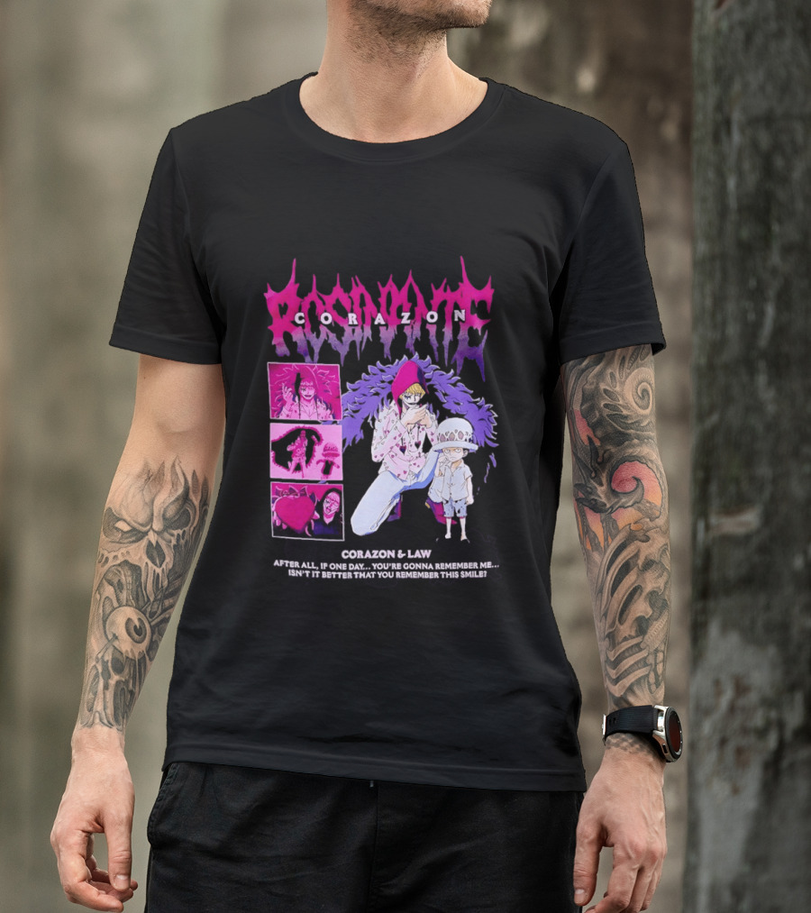 Corazon And Law One Piece After All If One Day You're Gonna Remember Me Smile Manga T-Shirt