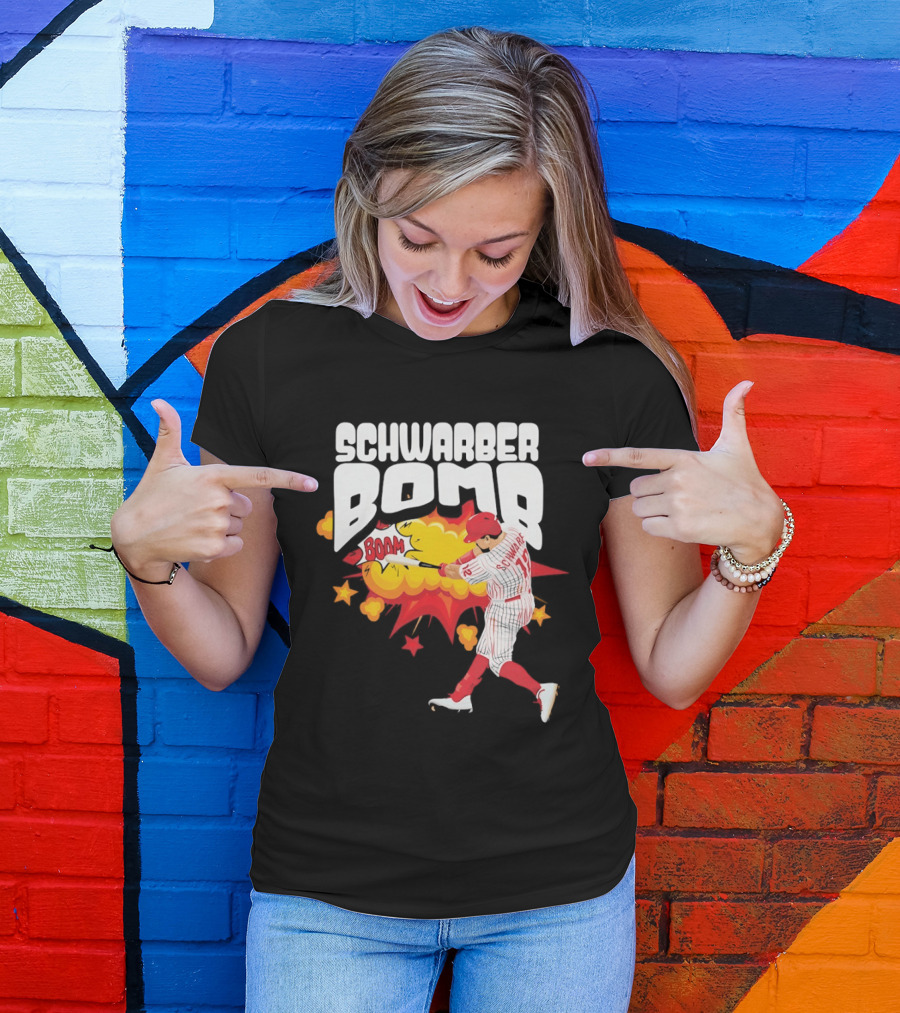 Schwarber Bomb Boom Baseball Philadelphia Phillies Player Action T-Shirt