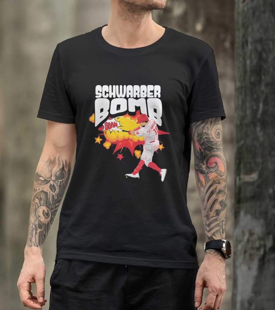 Schwarber Bomb Boom Baseball Philadelphia Phillies Player Action T-Shirt