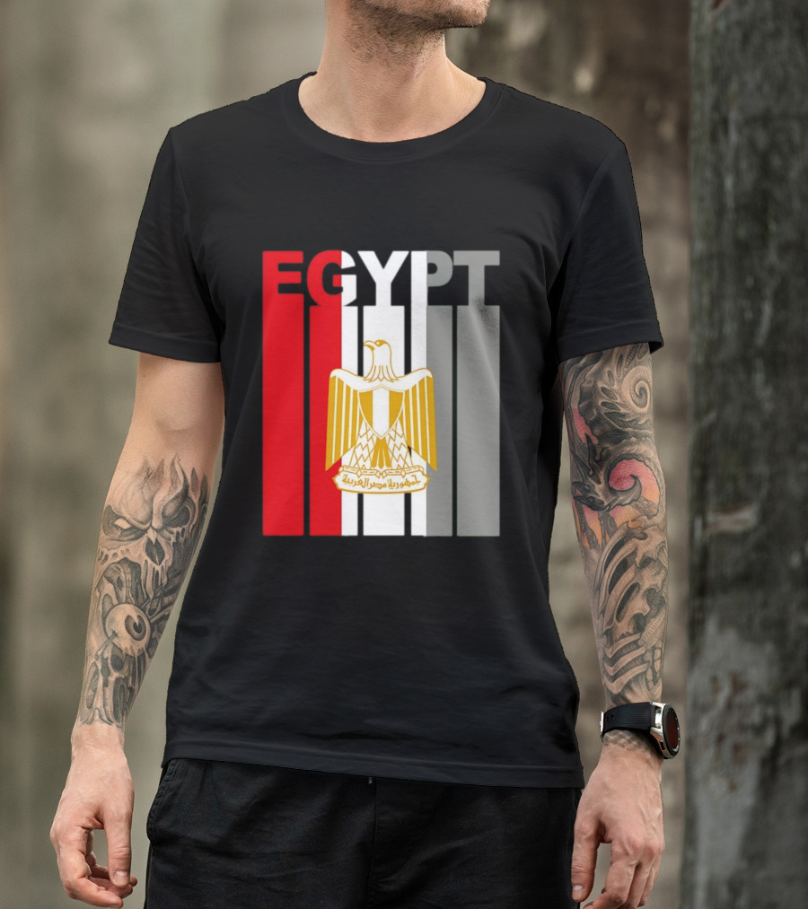 Egypt Flag Colors With Eagle Coat Of Arms T-Shirt