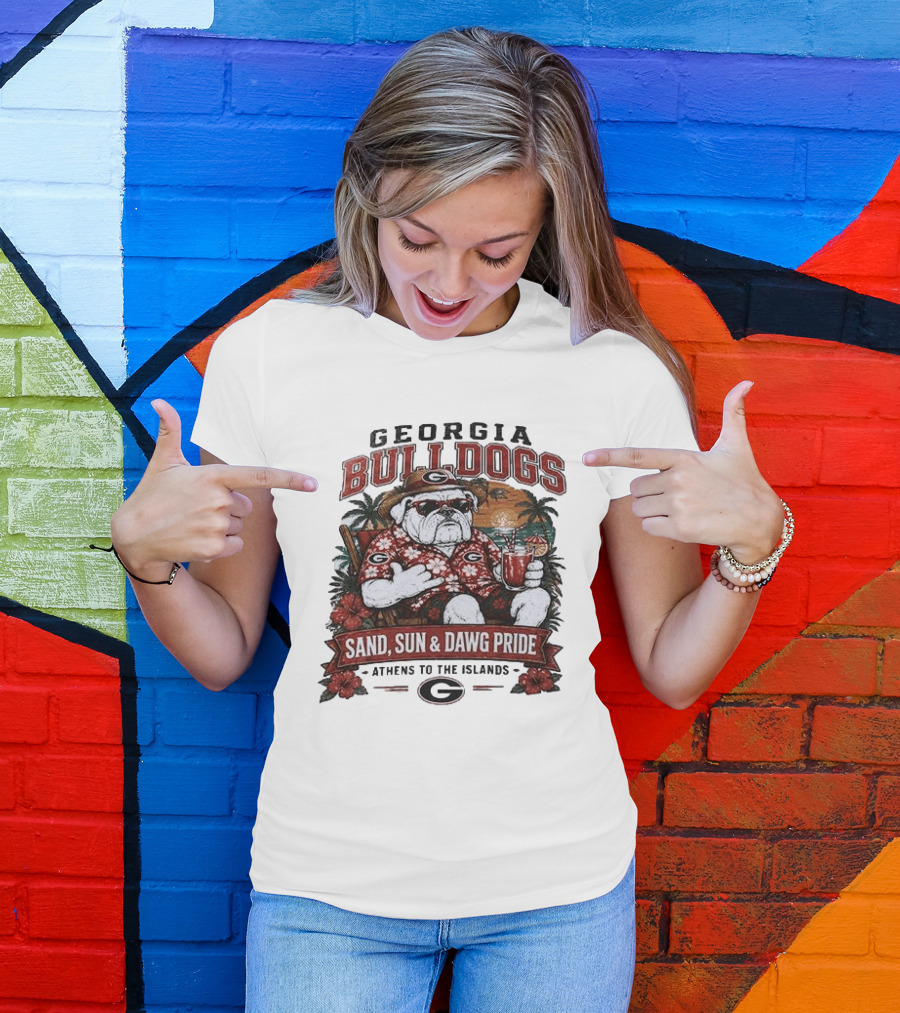 Georgia Bulldogs Sand Sun Dawg Pride Athens To The Islands Tropical Paradise T-Shirt