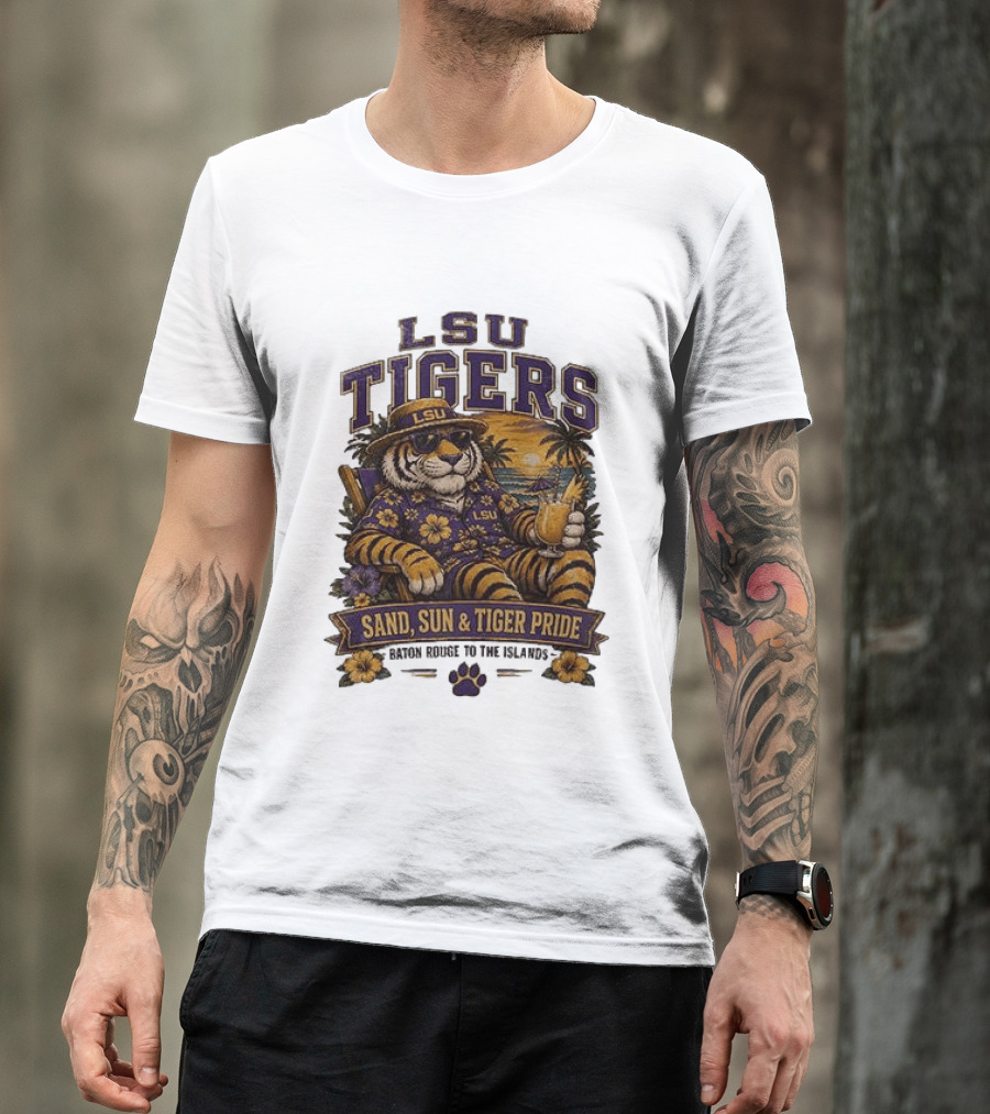 LSU Tigers Sand Sun And Tiger Pride Baton Rouge To The Islands T-Shirt