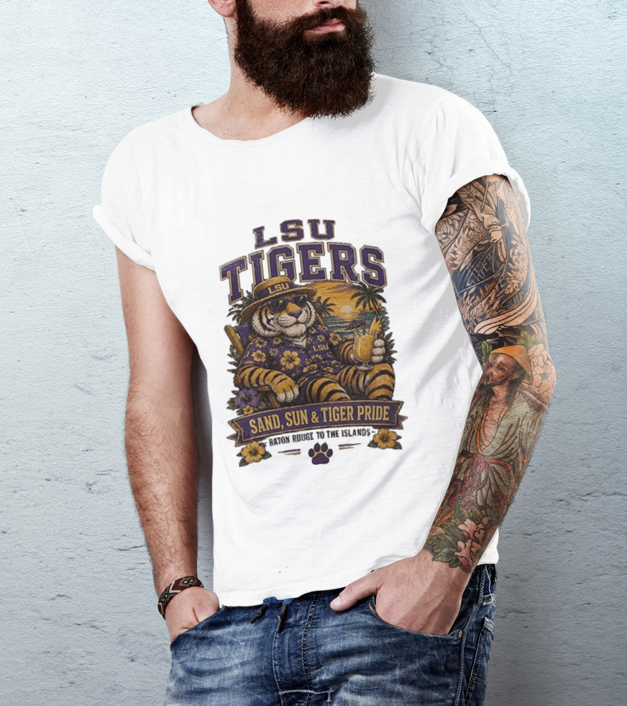 LSU Tigers Sand Sun And Tiger Pride Baton Rouge To The Islands T-Shirt