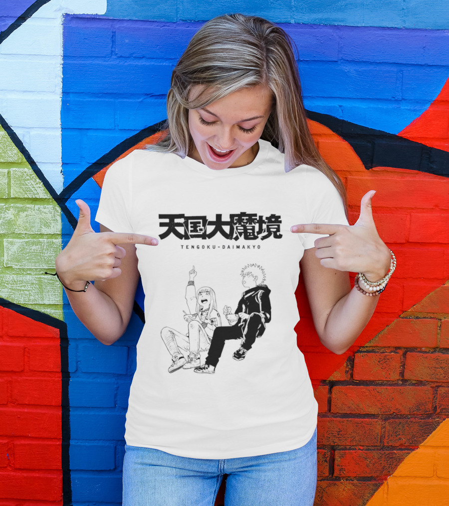 Tengoku Daimakyo Anime Characters Sitting Together Eating T-Shirt