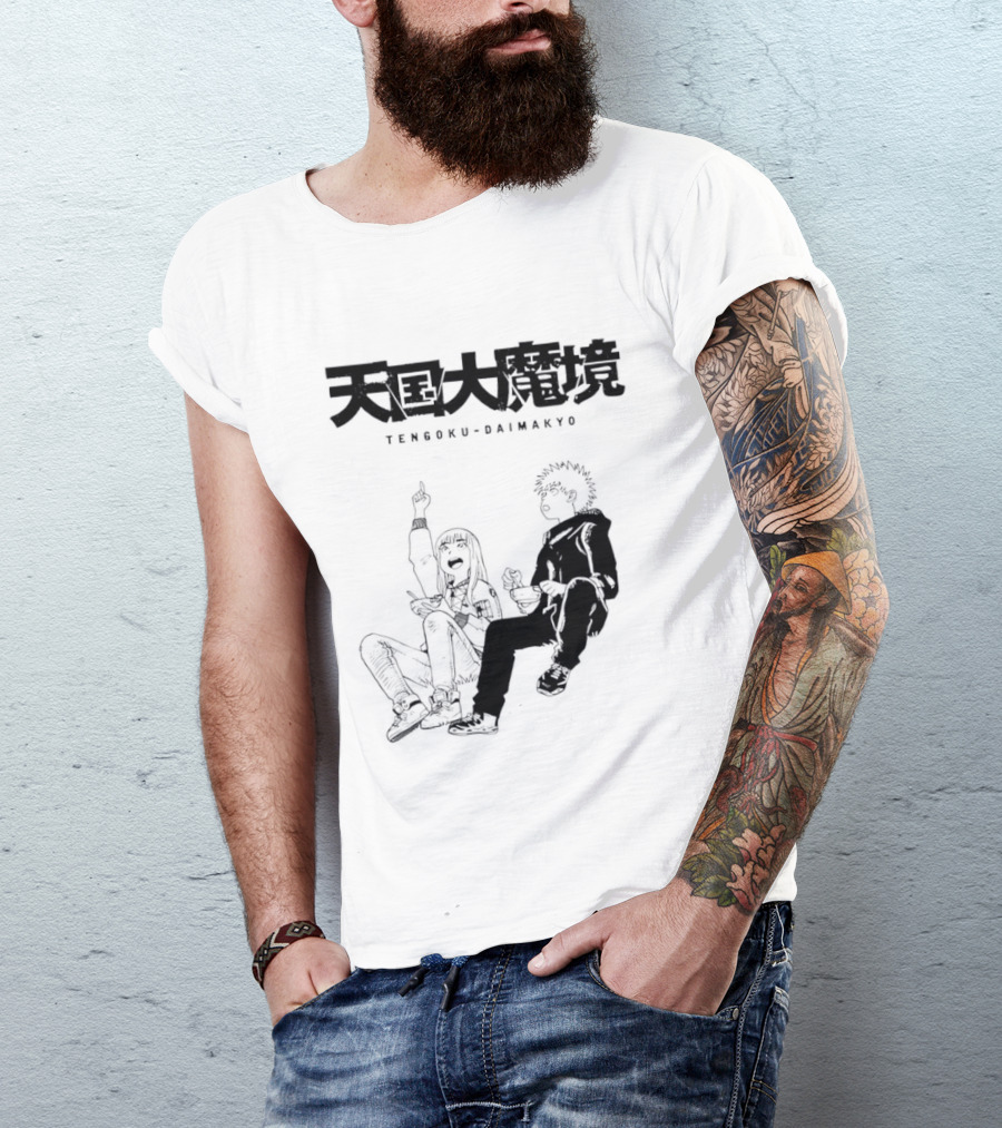 Tengoku Daimakyo Anime Characters Sitting Together Eating T-Shirt