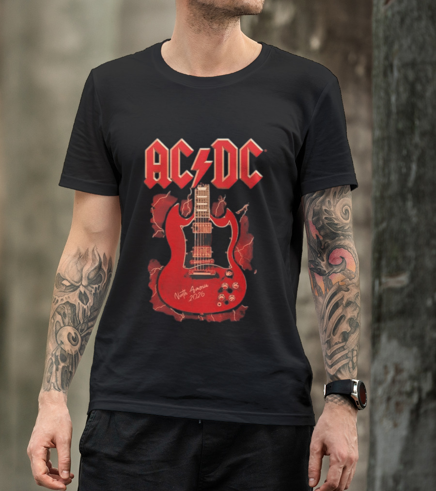 ACDC PWR Up Tour 2026 North America Angus Guitar Electro T-Shirt