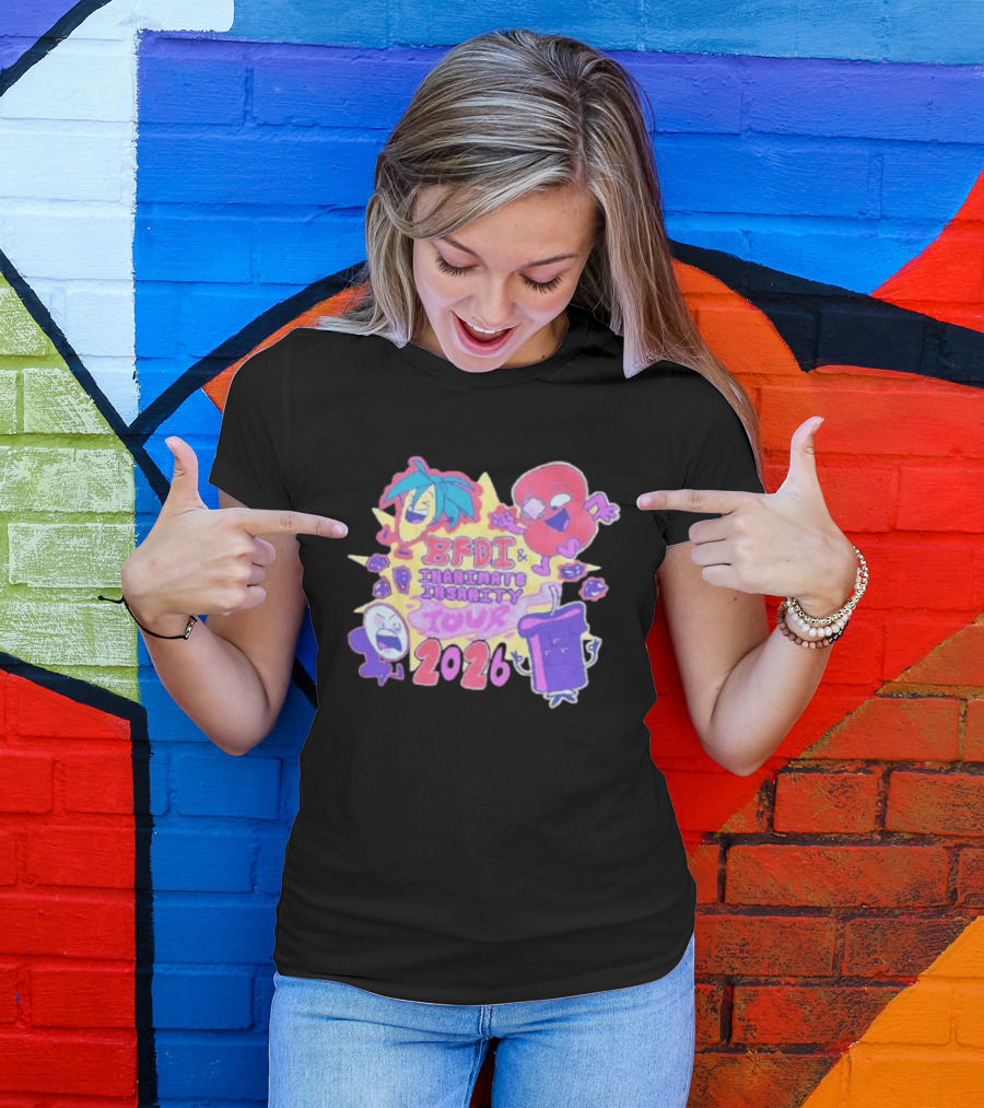 BFDI & Inanimate Insanity Tour 2026 Characters And Fun Adventure T-Shirt