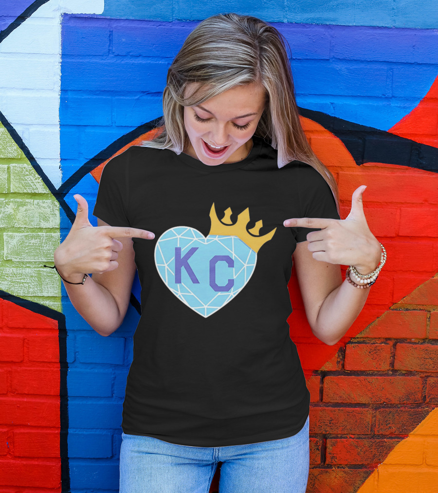 KC Diamond Heart With Golden Crown T-Shirt
