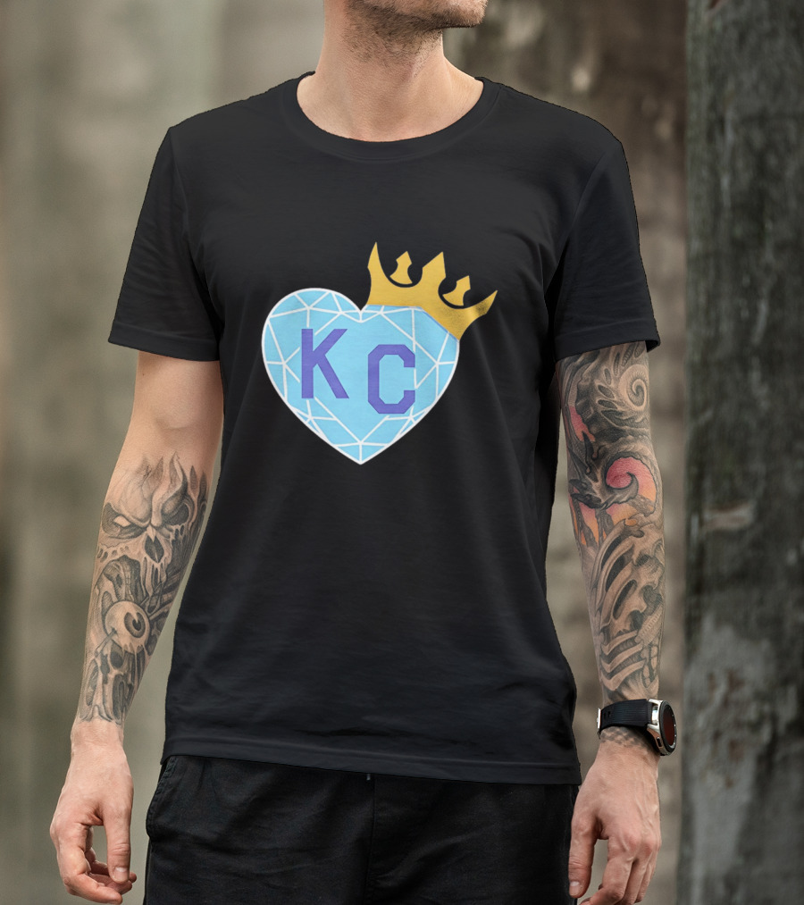 KC Diamond Heart With Golden Crown T-Shirt