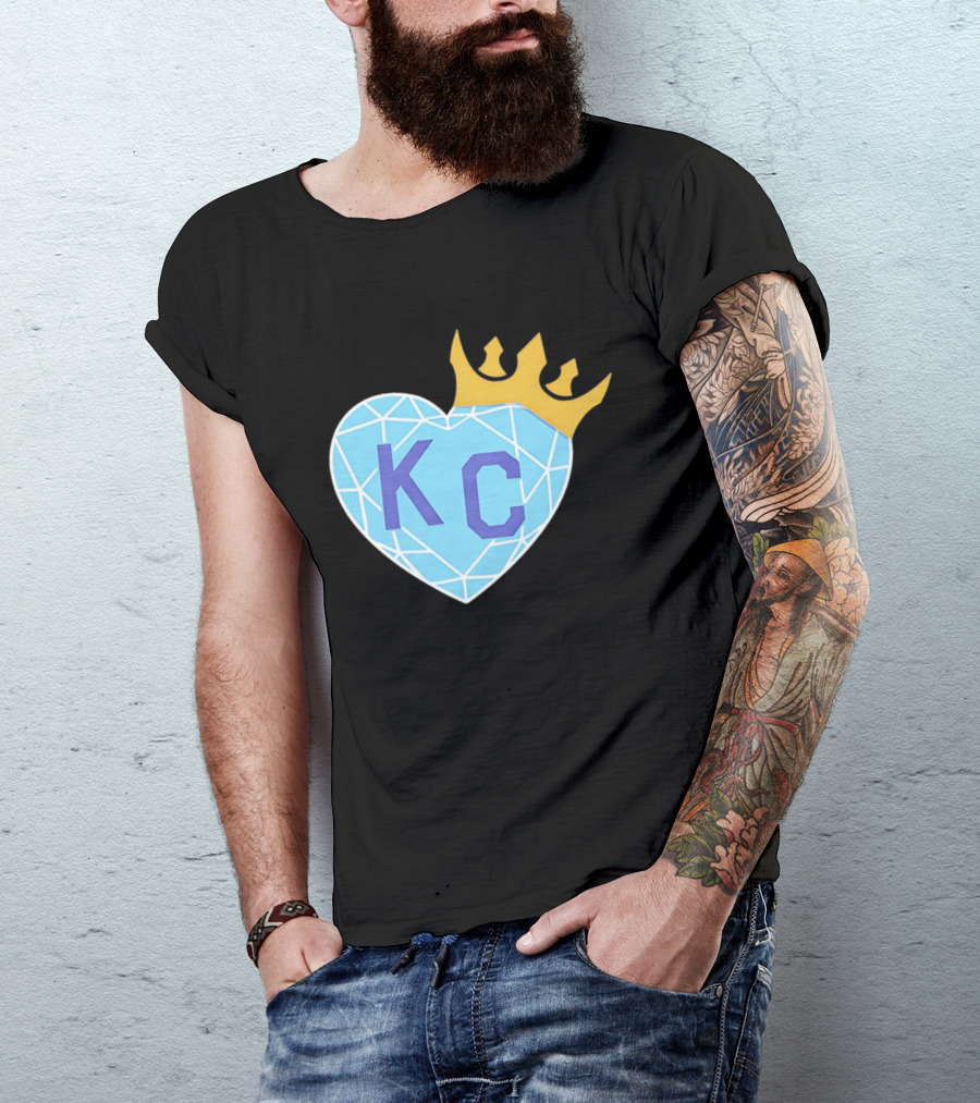 KC Diamond Heart With Golden Crown T-Shirt