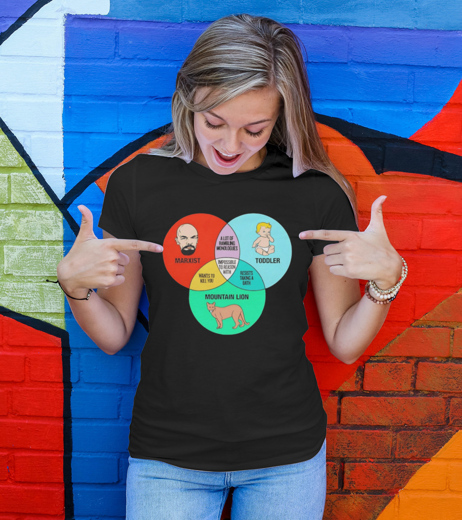 Venn Diagram Humor Marxist Toddler Mountain Lion Impossible To Reason T-Shirt