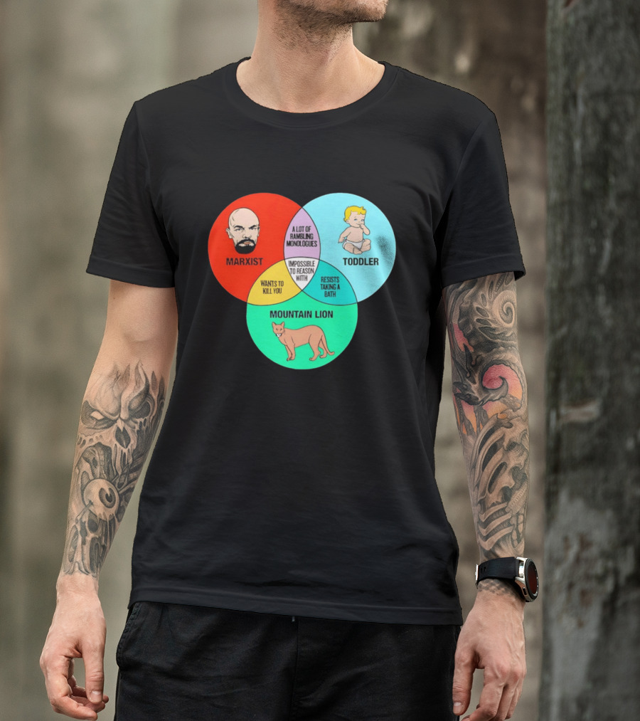 Venn Diagram Humor Marxist Toddler Mountain Lion Impossible To Reason T-Shirt