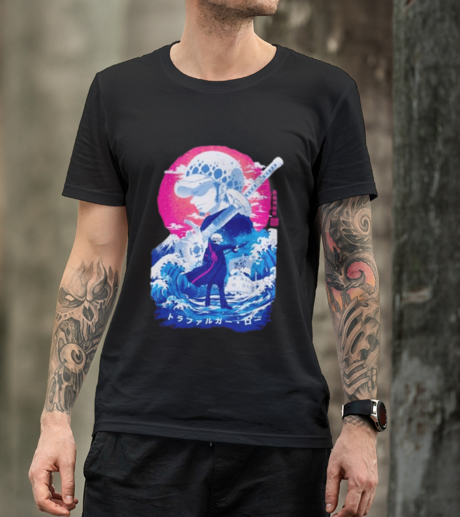 Trafalgar Law One Piece Surgeon Of Death Anime Japanese Text Scenic Waves T-Shirt