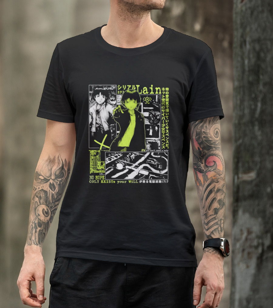 Serial Experiments Lain Cyber Anime No Body Only Exist Your Will T-Shirt