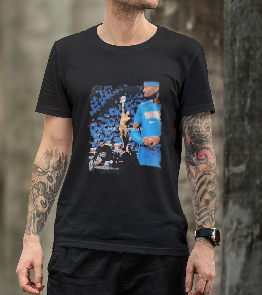 Shai Gilgeous Alexander Take Things Personally Blue Outfit And Black T-Shirt