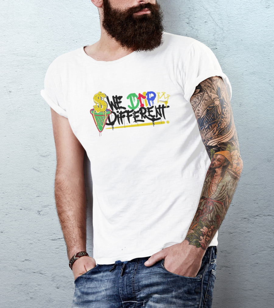 We Drip Different Ice Cream Cone Graffiti Art With Dollar Symbol And Crown T-Shirt