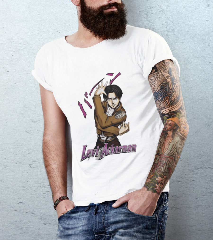 Levi Ackerman Anime Character Pose Attack On Titan Manga T-Shirt
