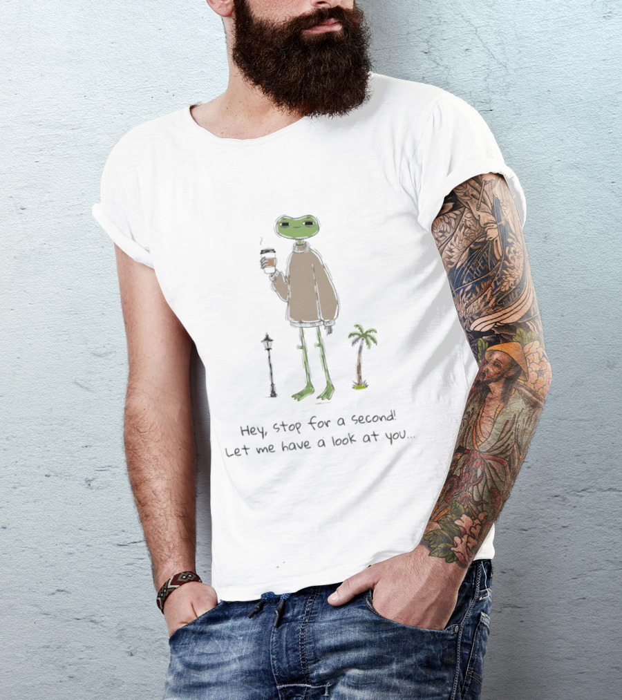 Hey Stop For A Second Frog Let Me Have A Look At You Coffee Palm Tree T-Shirt