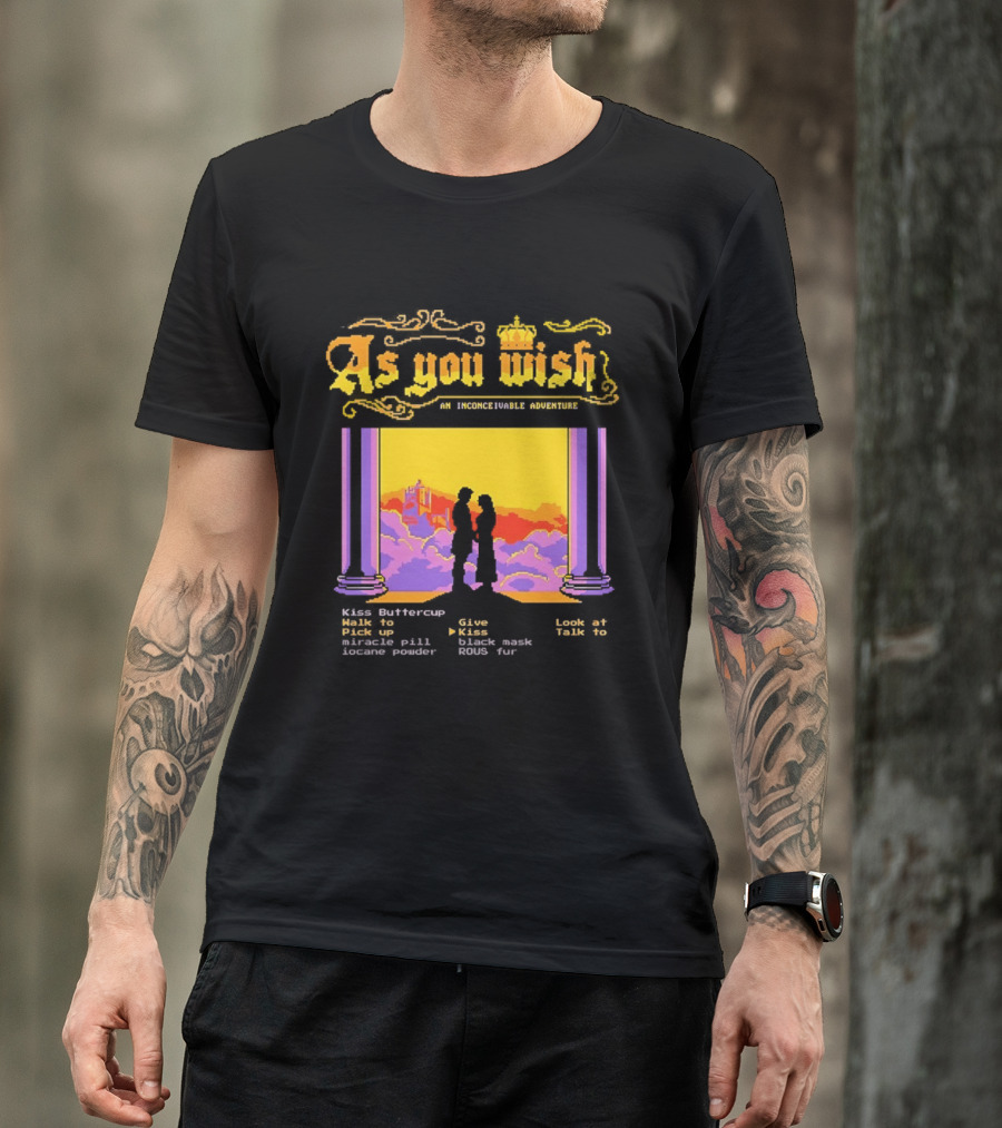 As You Wish An Inconceivable Adventure Princess Bride Castle Silhouette Clouds And Columns T-Shirt