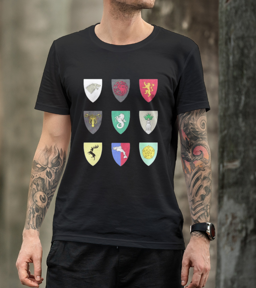 Game Of Thrones Westeros House Sigils Stark Targaryen Lannister Greyjoy Tully Baratheon بأأ** T-Shirt