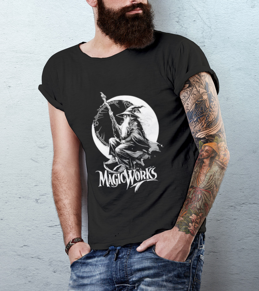 Gandalf Magic Works Lord Of The Rings Wizard Silhouette Moon T-Shirt