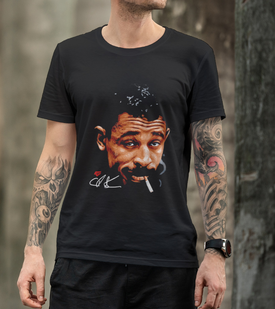 Charles Bukowski Cigarette Artwork CK Signature T-Shirt