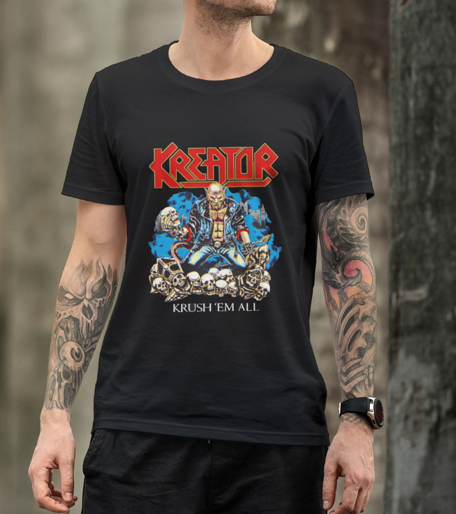 Kreator Krush 'Em All Thrash Metal Skulls And Warrior T-Shirt