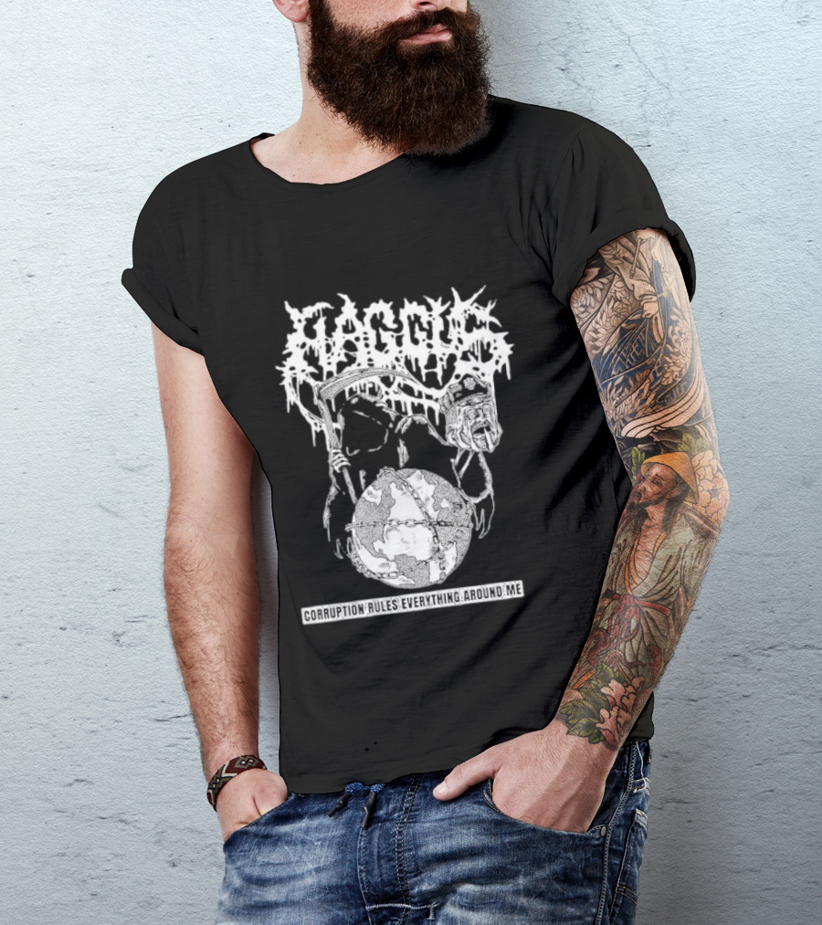 Harcus Grim Reaper Holding Chained Earth Corruption Rules Everything Around Me T-Shirt