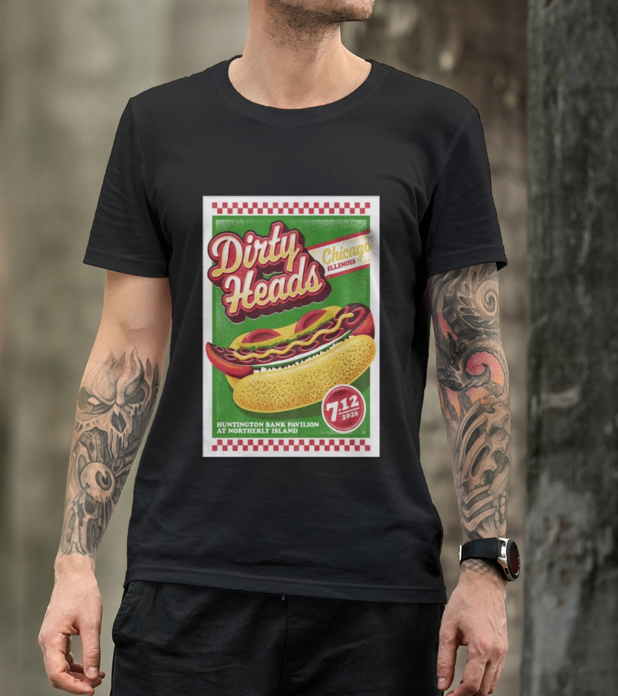 Dirty Heads Huntington Bank Pavilion Chicago Illinois Hot Dog July 12 2026 T-Shirt