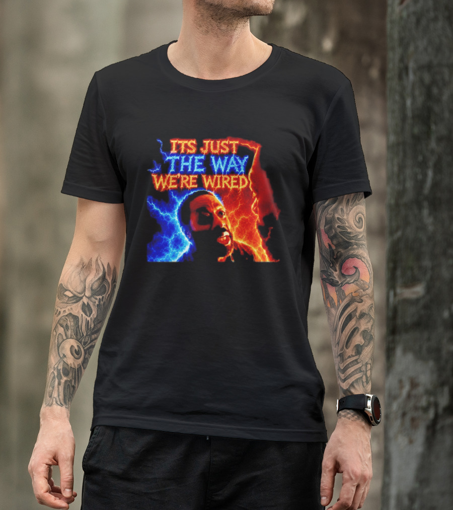 Its Just The Way We're Wired Red And Blue Lightning Face Illusion T-Shirt