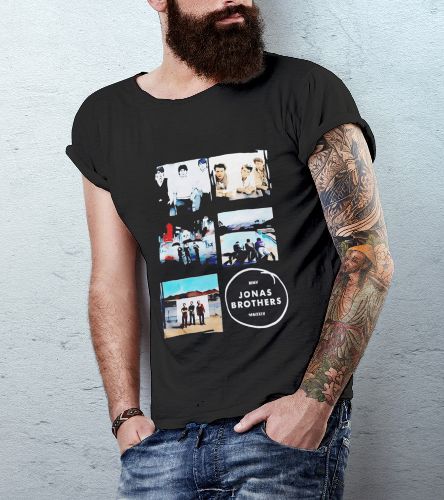Jonas Brothers Collage MMV MMXXIV Music Band Photos Collection T-Shirt
