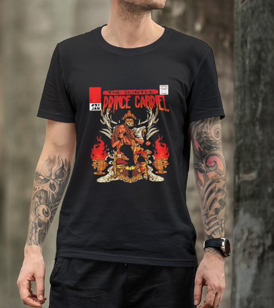 The Hunter Prince Gabriel 97 Jan Comic Book Cover Deer Antlers Flaming Torches T-Shirt