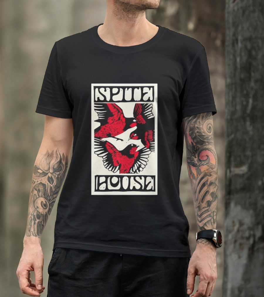 Spite House Bird Artwork With Bold Red And Black T-Shirt