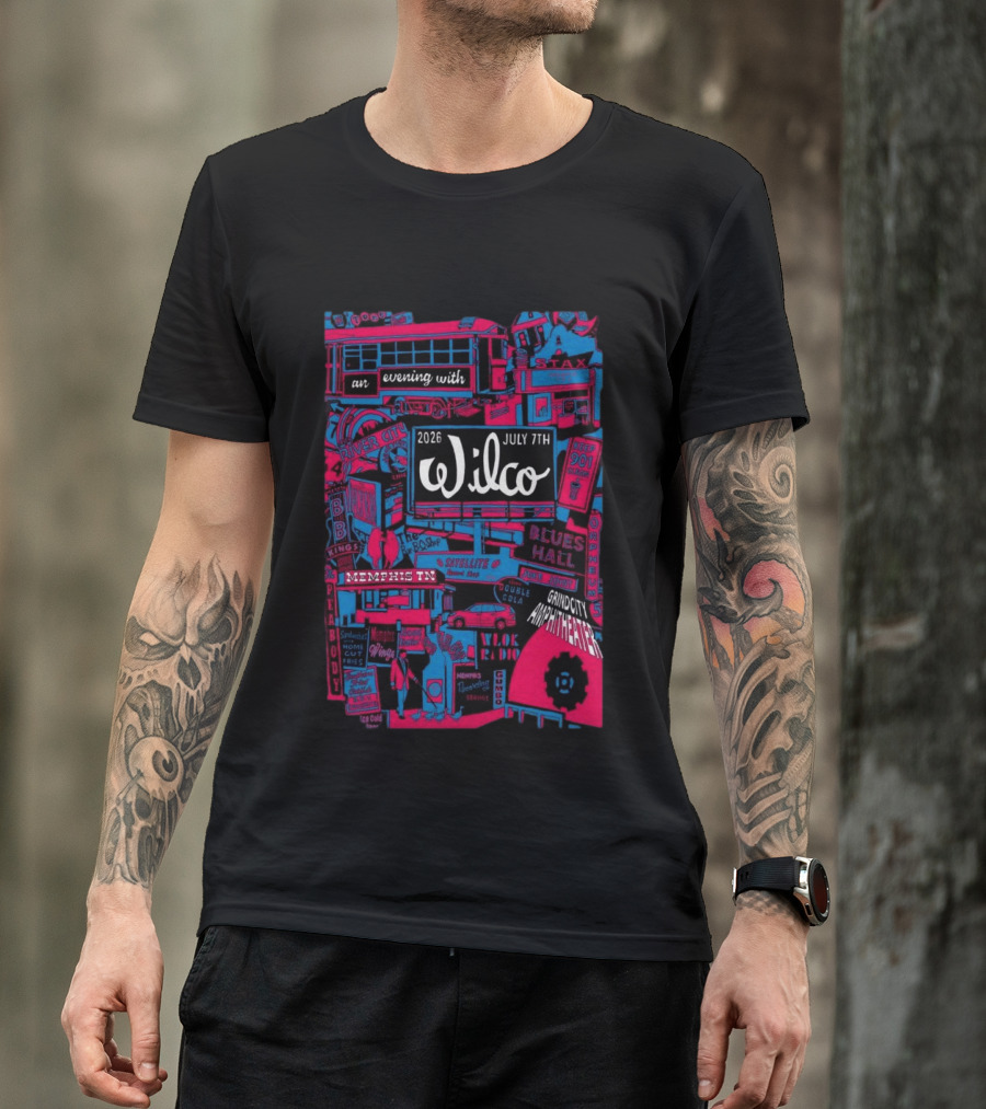 Wilco July 7 2026 Grind City Amphitheater Memphis TN An Evening With Stax Blues River City T-Shirt