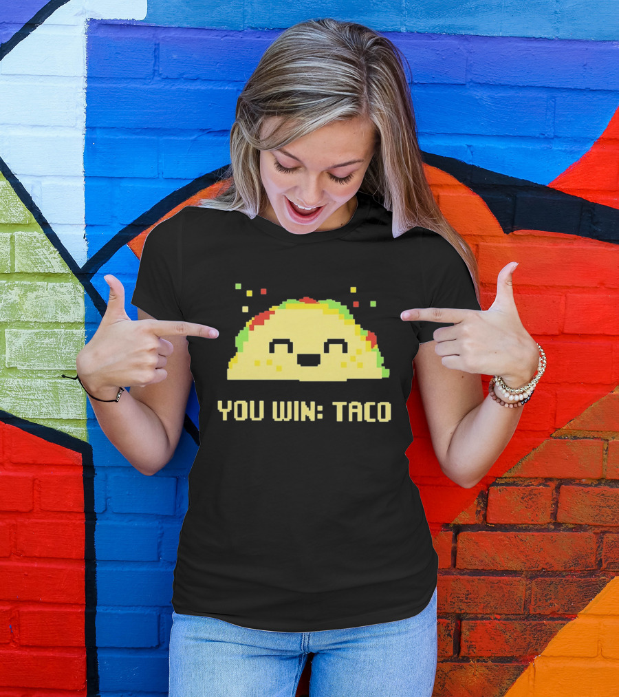 You Win Taco Pixel Art Cute Taco Face T-Shirt