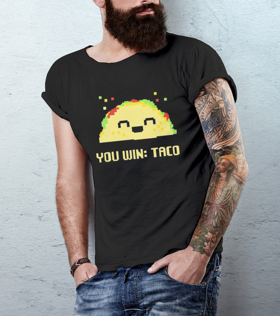 You Win Taco Pixel Art Cute Taco Face T-Shirt
