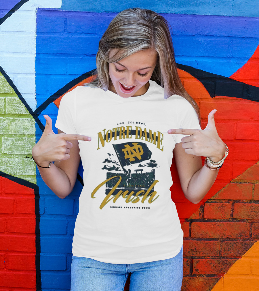 Notre Dame Fighting Irish God Country Rockne Athletics Fund ND Flag T-Shirt