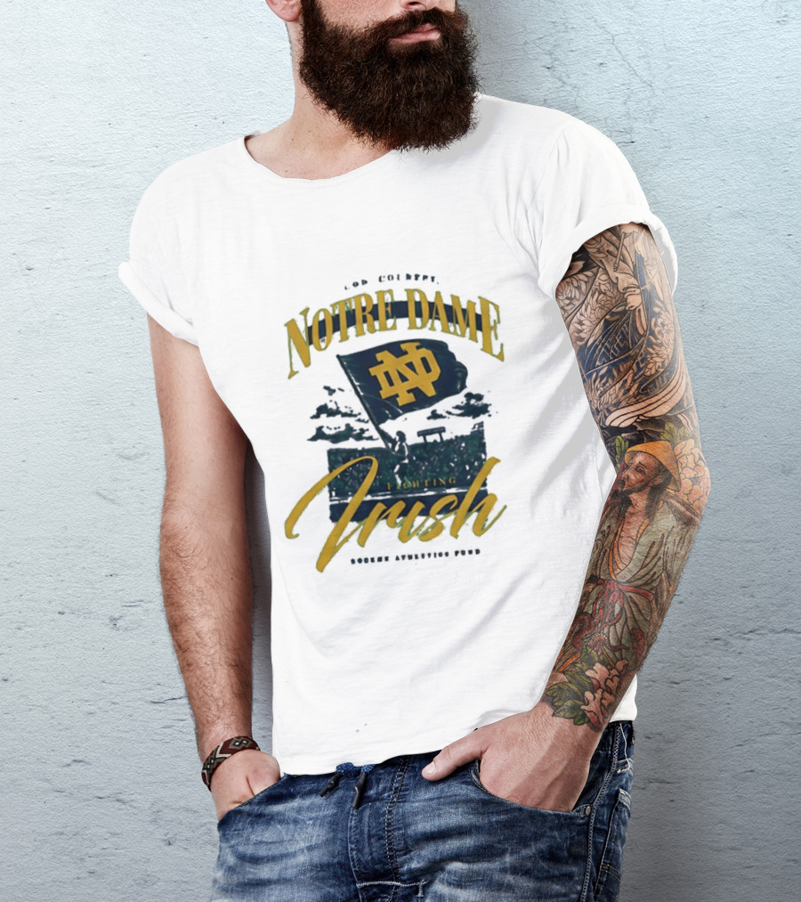 Notre Dame Fighting Irish God Country Rockne Athletics Fund ND Flag T-Shirt