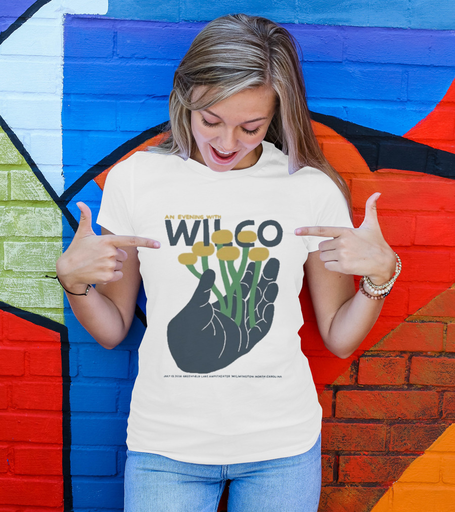 An Evening With Wilco Greenfield Lake Amphitheater 7 13 26 Wilmington NC Hand Flowers T-Shirt