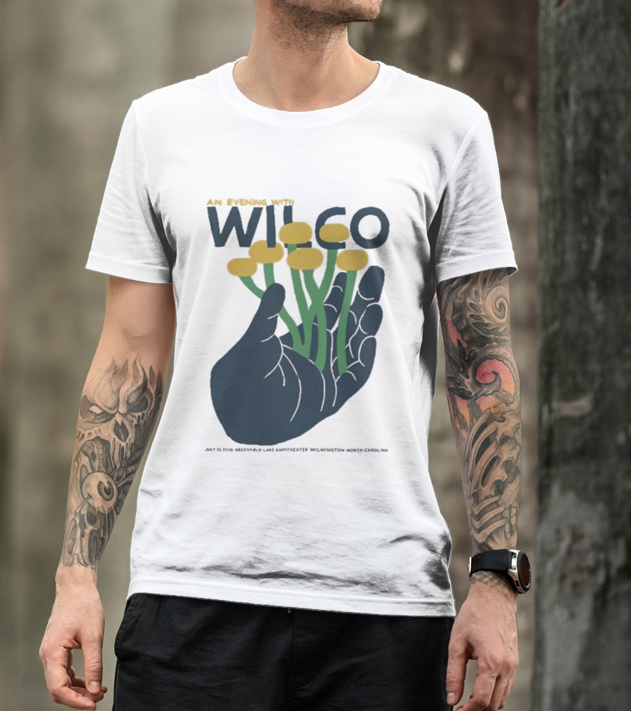An Evening With Wilco Greenfield Lake Amphitheater 7 13 26 Wilmington NC Hand Flowers T-Shirt