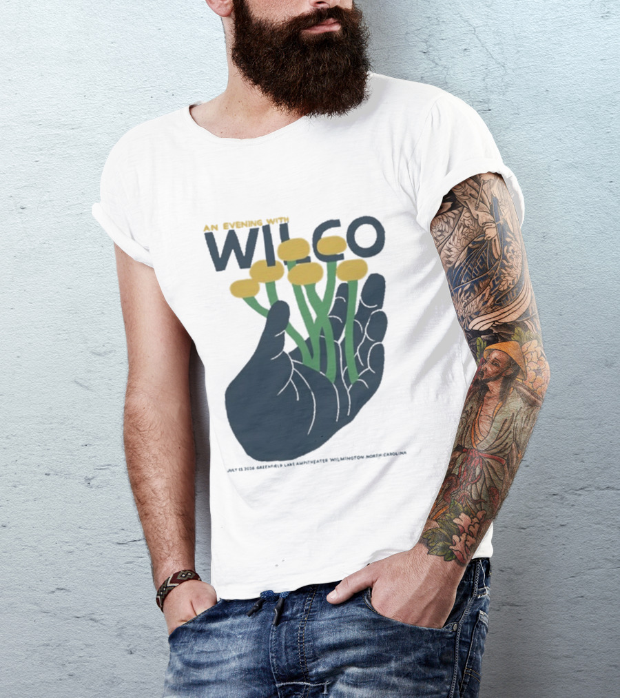 An Evening With Wilco Greenfield Lake Amphitheater 7 13 26 Wilmington NC Hand Flowers T-Shirt