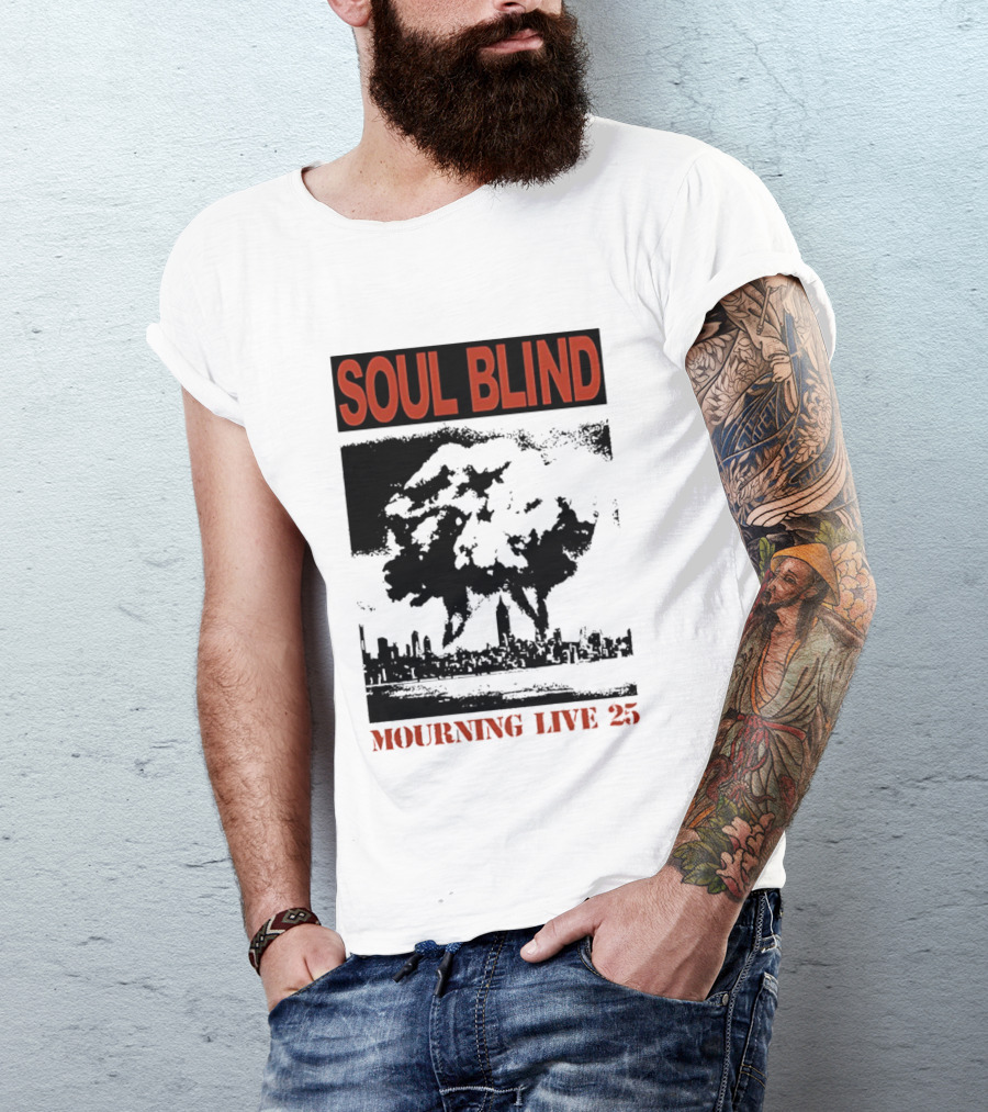 Soul Blind Mourning Live 25 Mushroom Cloud Explosion Over City Skyline T-Shirt