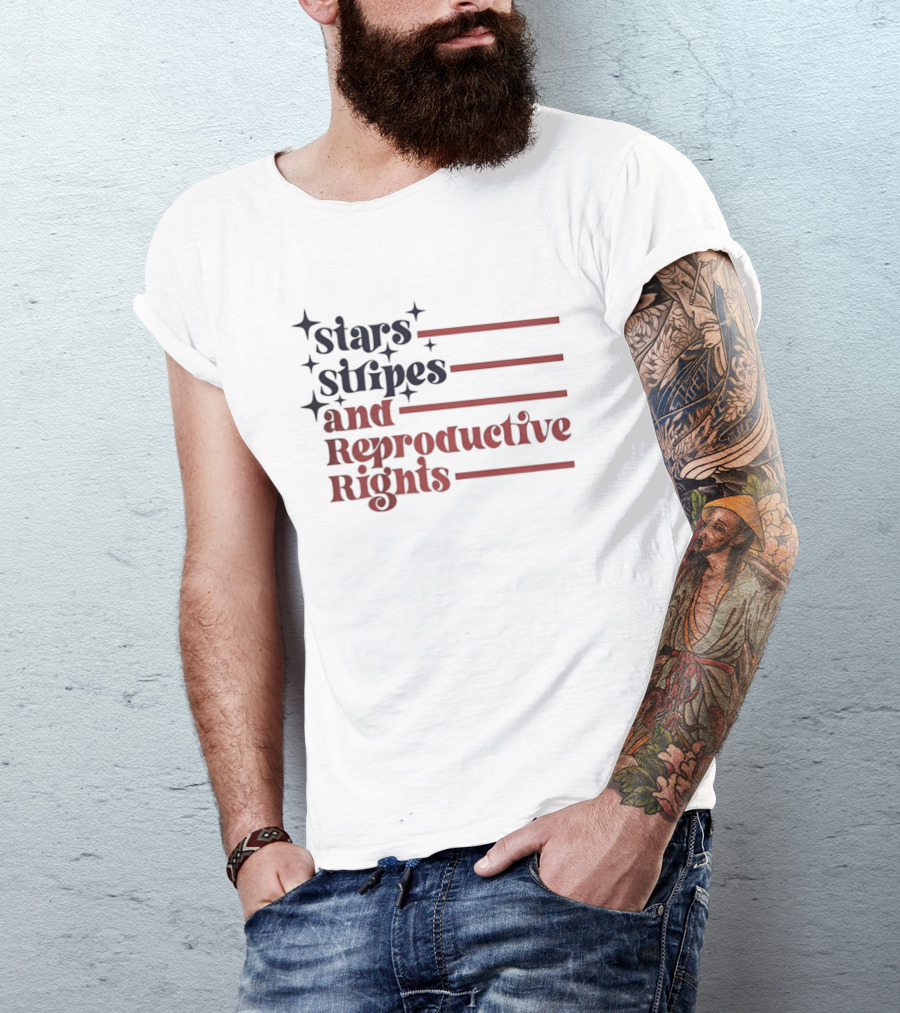 Stars Stripes And Reproductive Rights Patriotic Lettering With Striped Lines T-Shirt