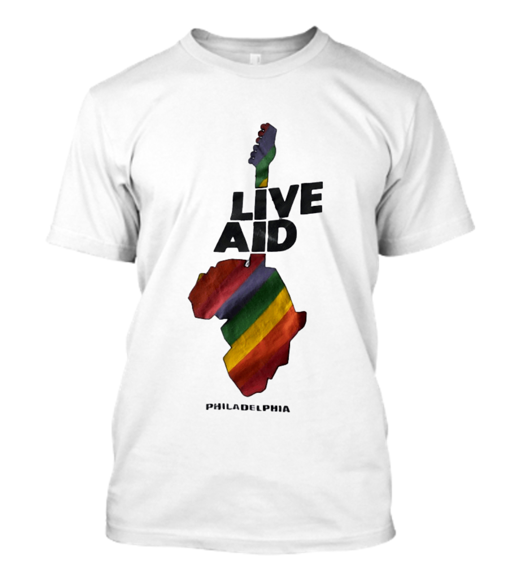 1985 Live Aid Rainbow Guitar Philadelphia Concert T-Shirt