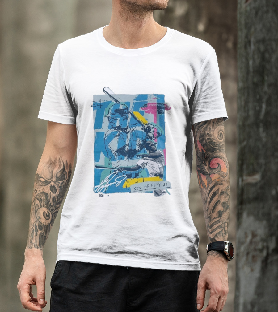 Ken Griffey Jr The Kid Baseball Legend Number 24 Seattle Skyline T-Shirt