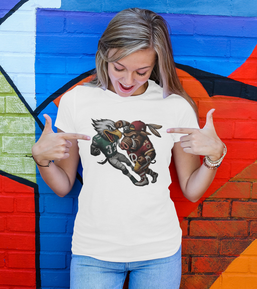 Eagles Versus Redskins Fight Cartoon NFL Rivalry T-Shirt