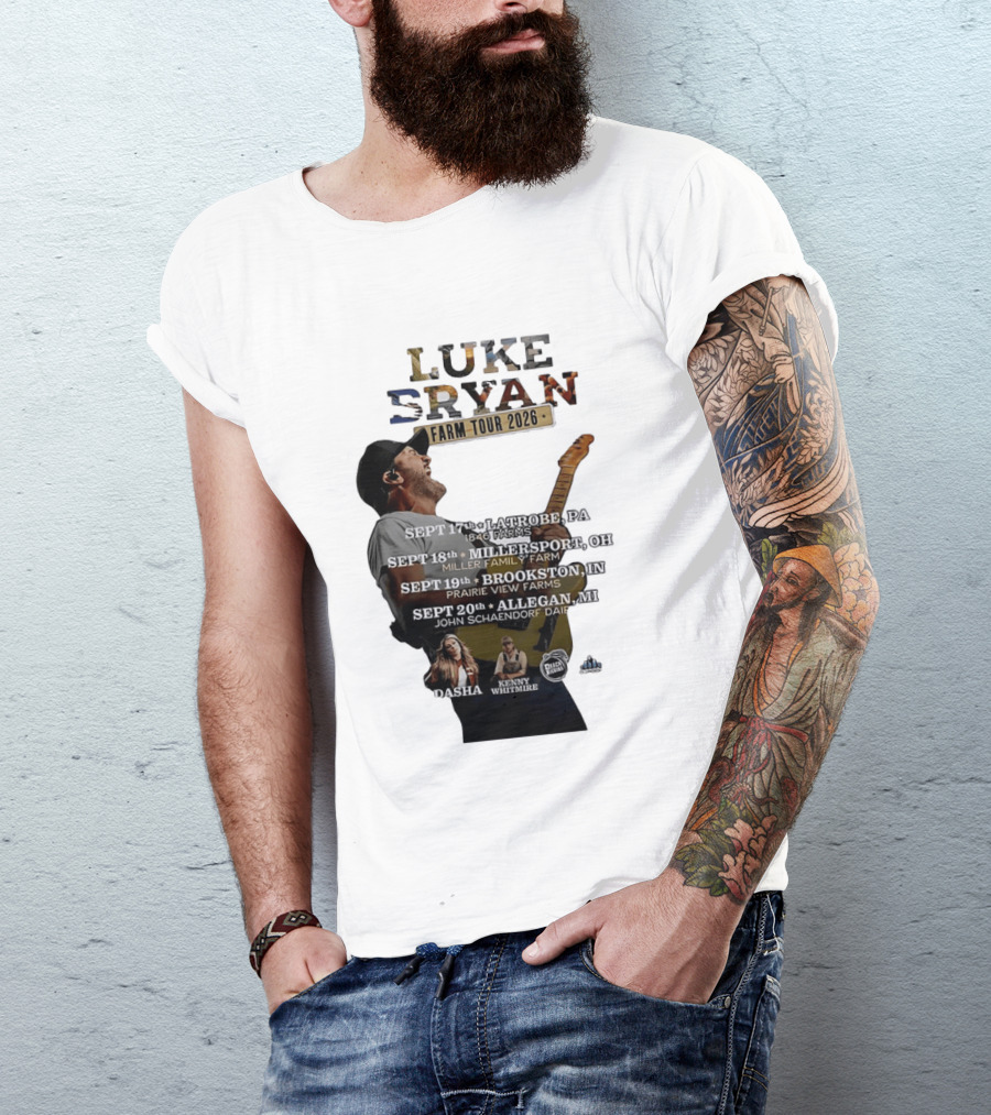 Luke Bryan Farm Tour 2026 Latrobe Millersport Brookston Allegan Dasha Kenny Whitmire T-Shirt